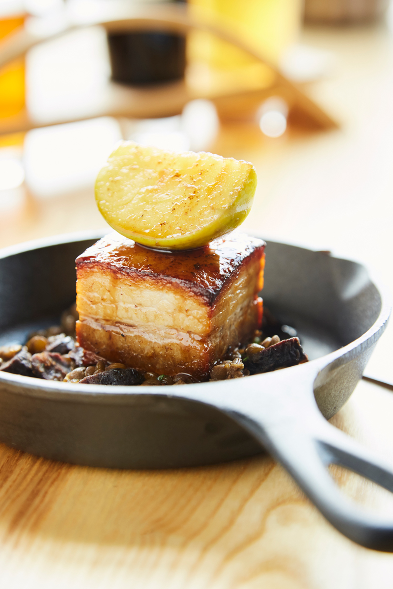 Pork Belly and Craft Beer photo by Chris Kessler Photography. Sliced meat. Chris Kessler is a freelance Photographer based in Milwaukee Wisconsin. Specializing in Food photography and portraiture.